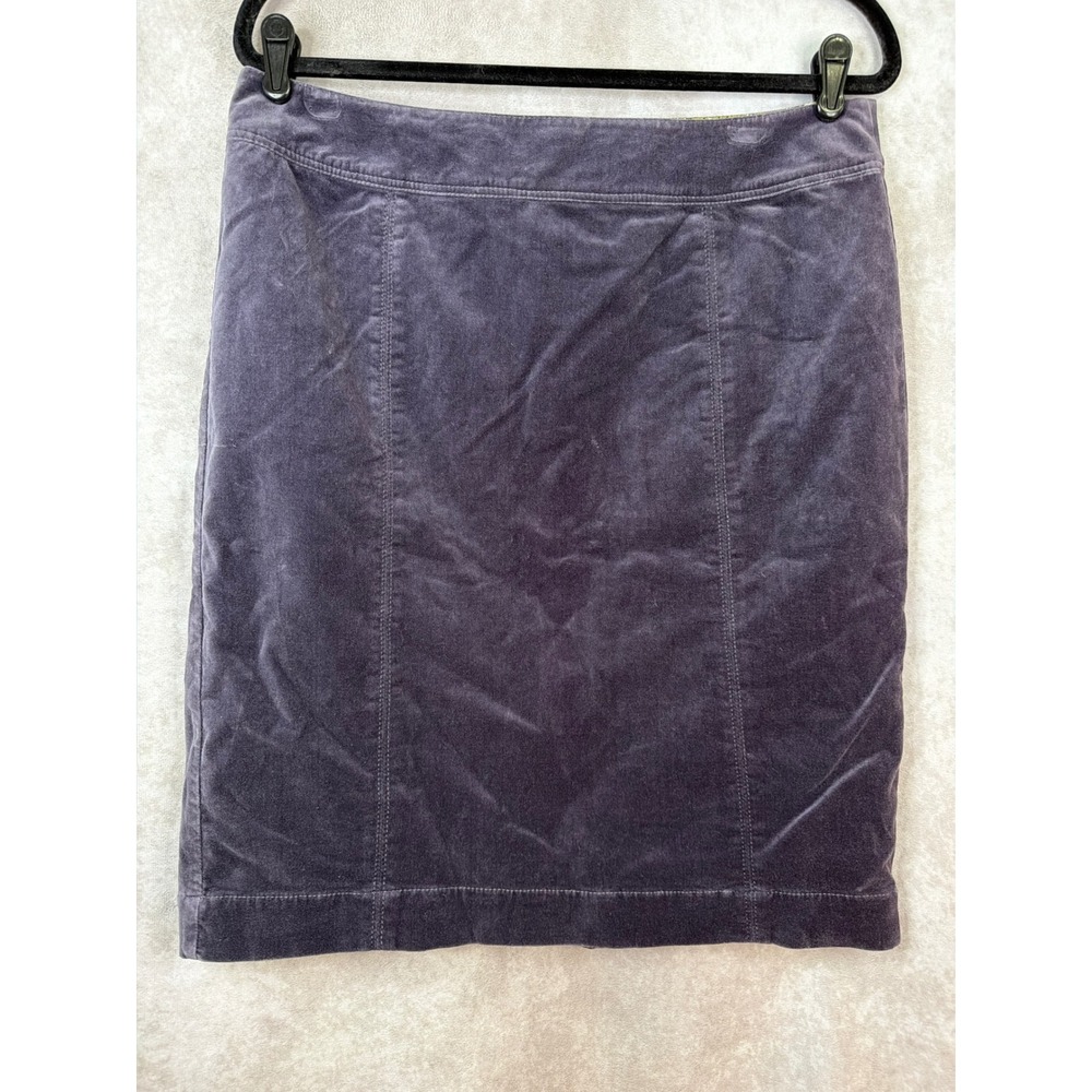 Boden Pencil Skirt Womens 12 Purple Velvet Cotton Blend Lined Knee Length W0375